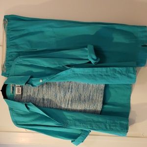 Beautiful green 3 piece linen jacket and capris with tank, Chico's size 1